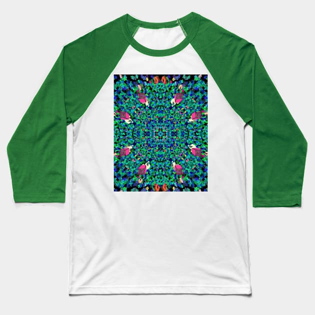 3D Glass Rainbow Mandala no.1 Baseball T-Shirt by quasicrystals